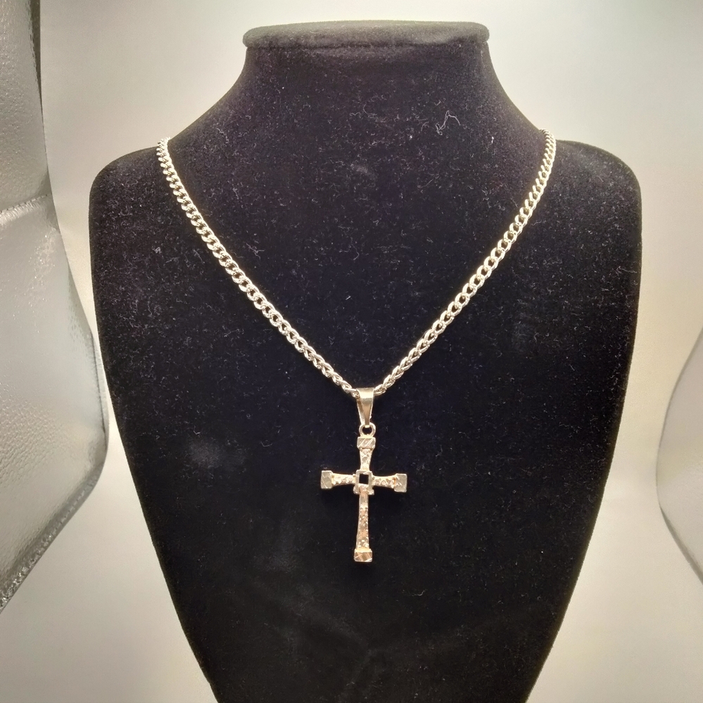 New Handmade Sterling Silver 925 Cuban Link Chain 26 inch 19.75g Taxco Cross